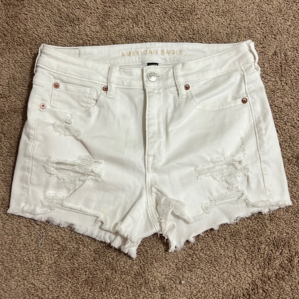 American Eagle White Denim Shorts Size 6